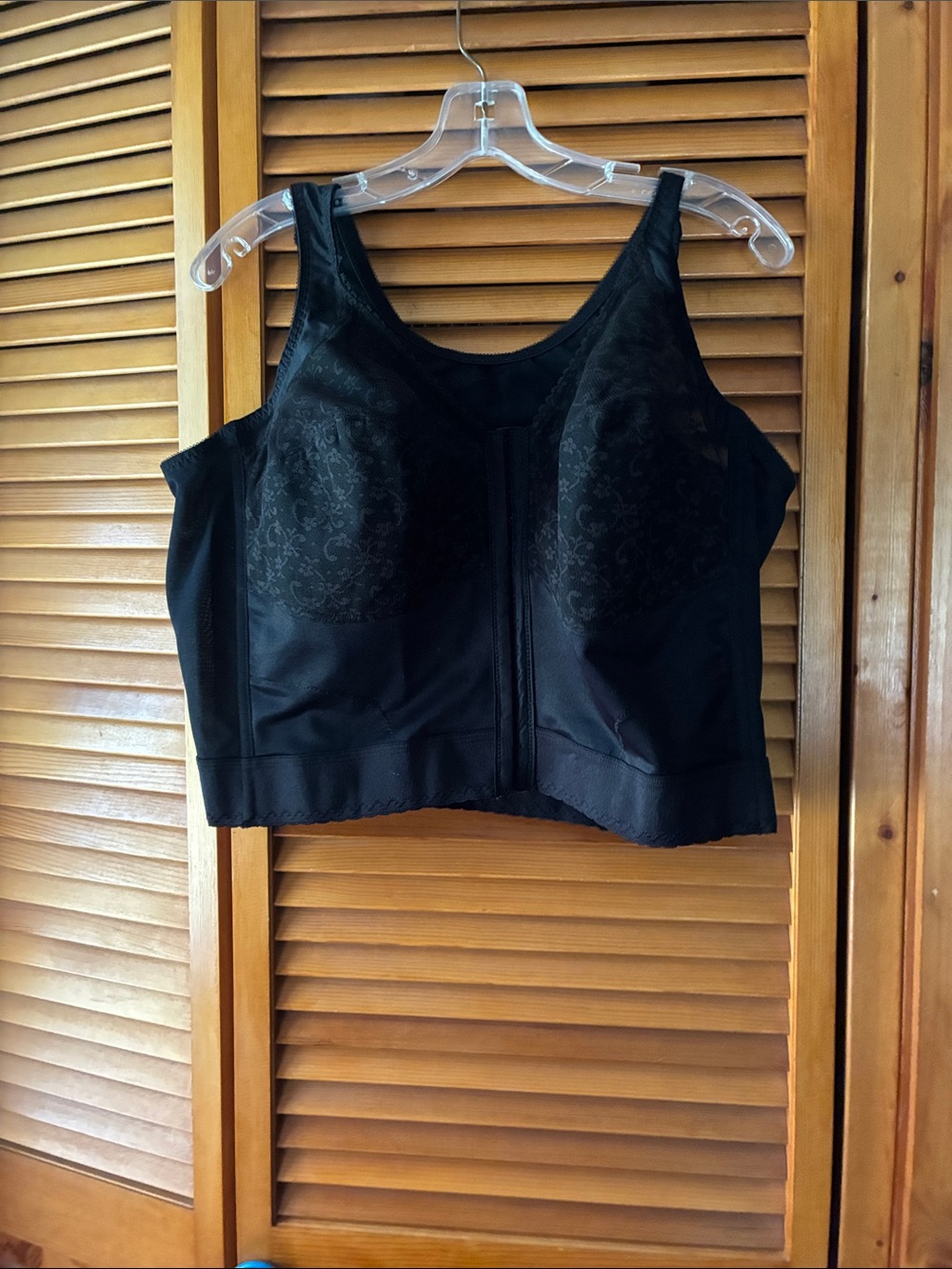 Front-Closure Longline Support Bra in Black